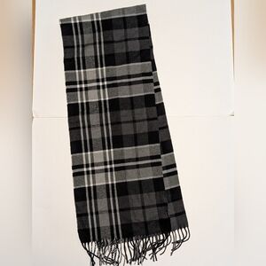 Classic Black and Gray Plaid Scarf